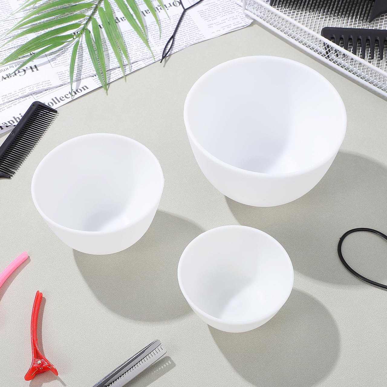 Mixing Cup Silicone - 3'lü Silikon Kase Seti Beyaz Yüz