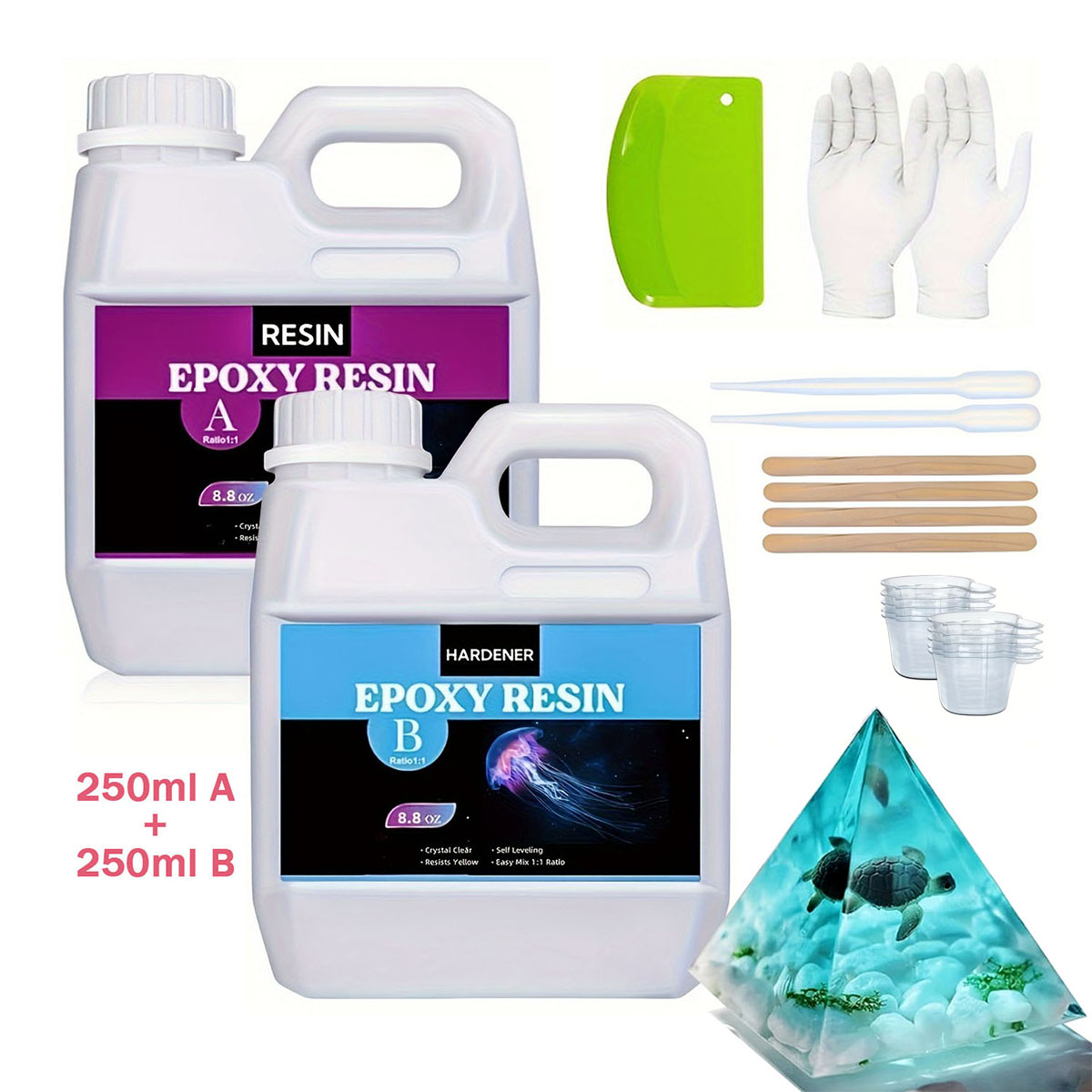 Resin Jewelry Kit - 125ml/250ml Kristal Berraklığında Döküm Reçine Seti,