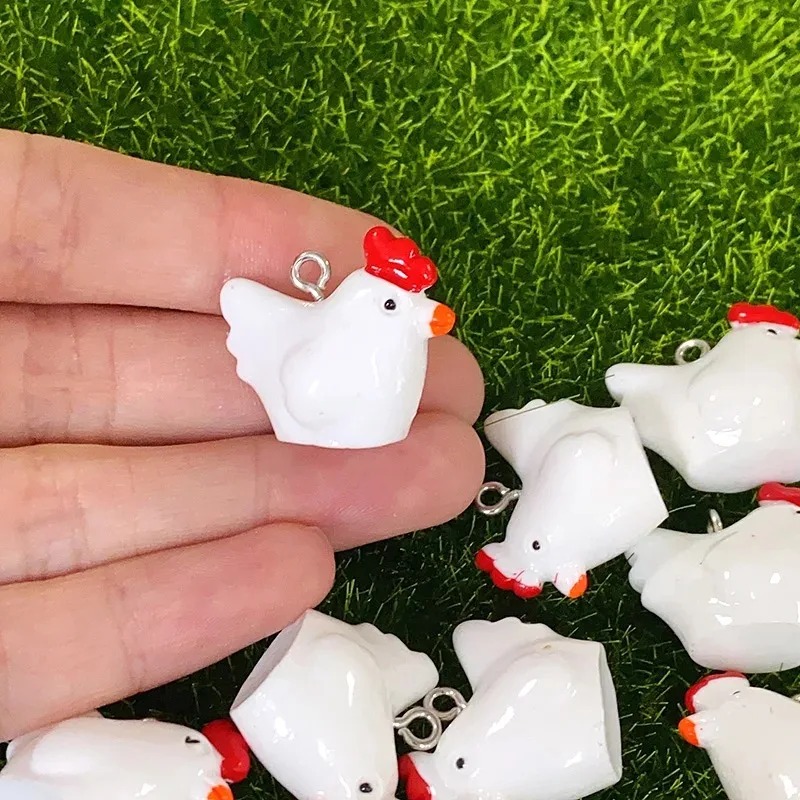 Resin Craft Supplies - 10 adet sevimli Mini 3D tavuk