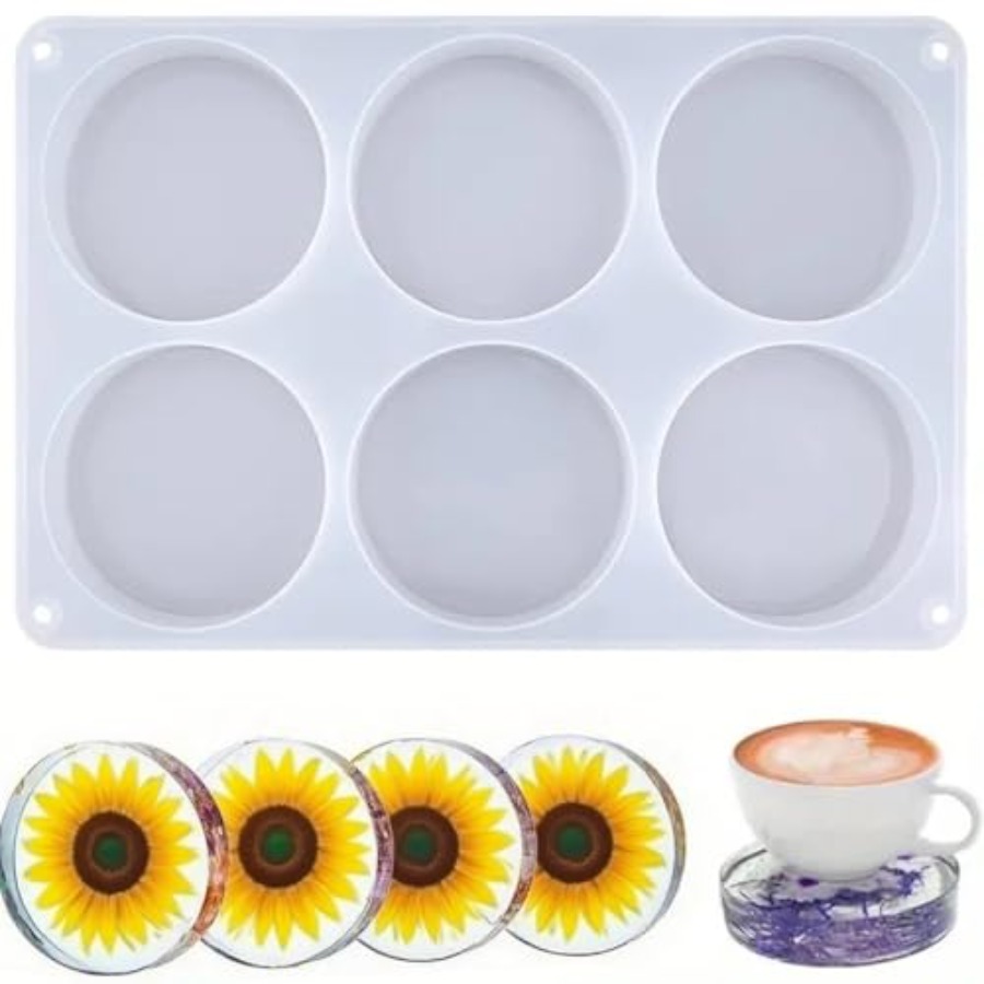 Coaster Mold Round - 6 Bölmeli Derin Yuvarlak Bardak Altlığı