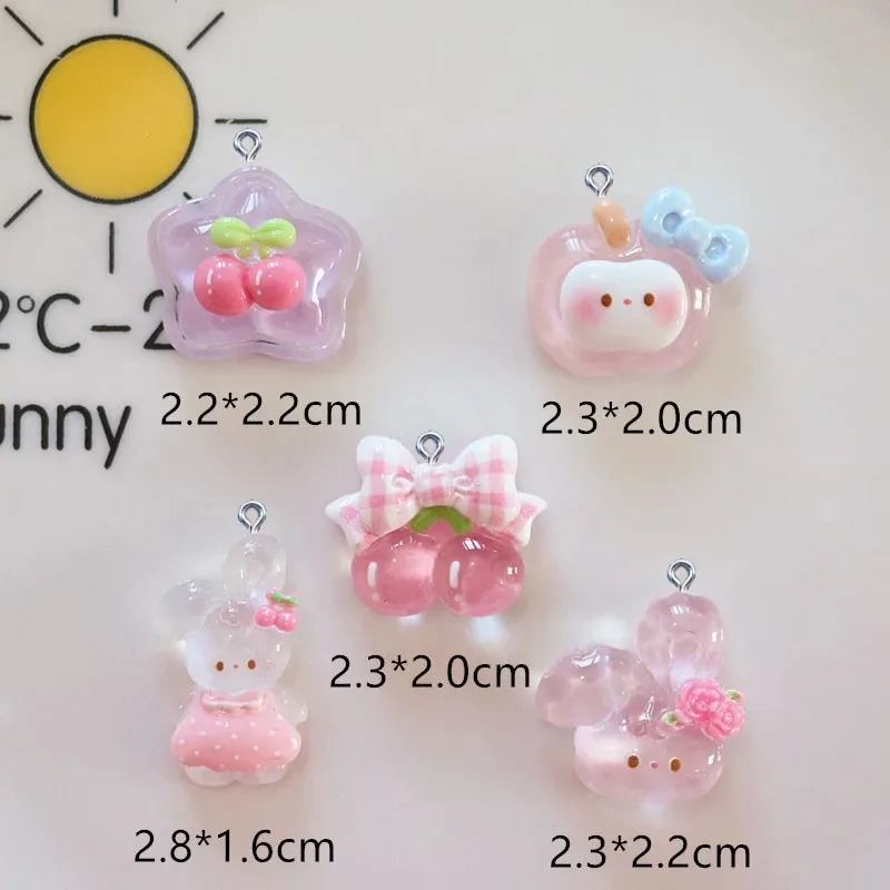Resin Crafts Diy - 10 adet sevimli kiraz tavşan reçine