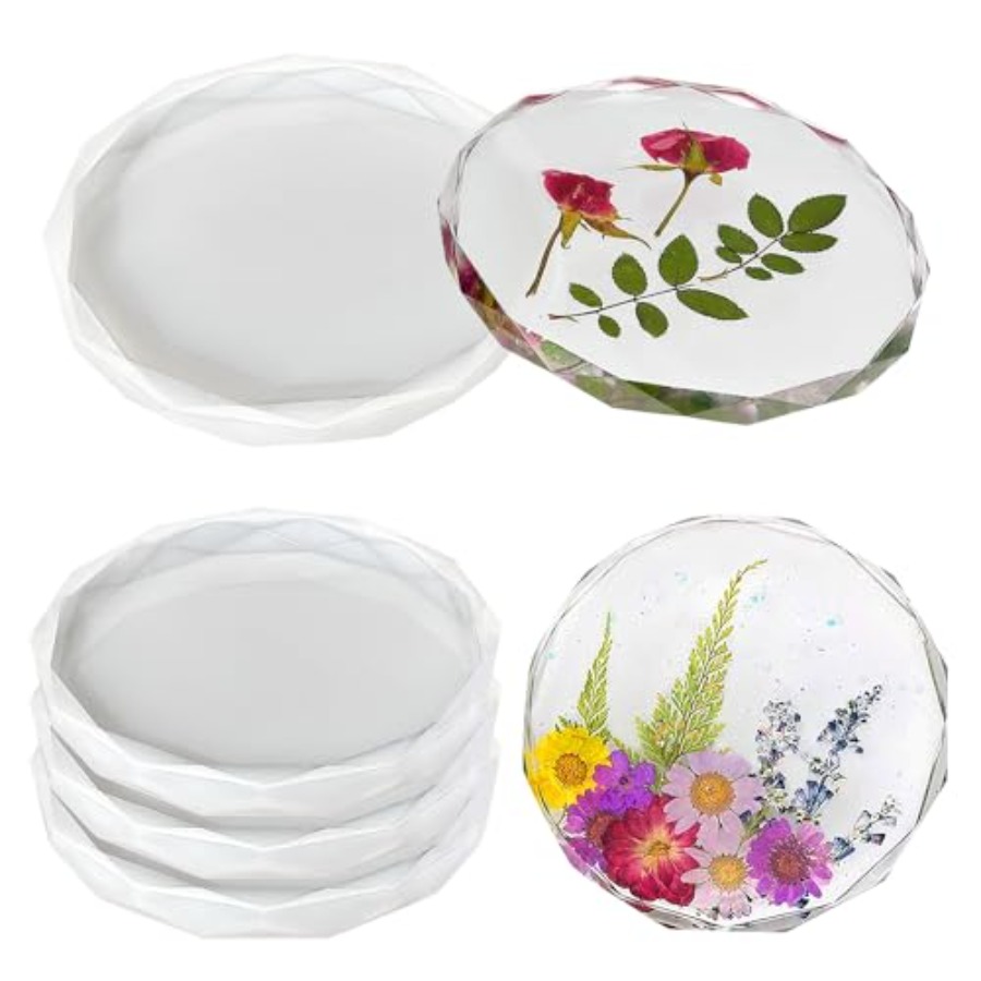 Geode Mold Silicone - 4'lü Paket Bardak Altlığı Kalıpları -