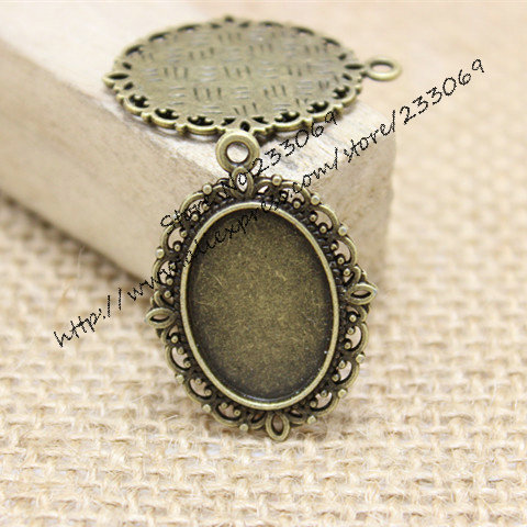 Bezels Set Pendant - 40 adet/grup Antik bronz alaşım 22*30mm