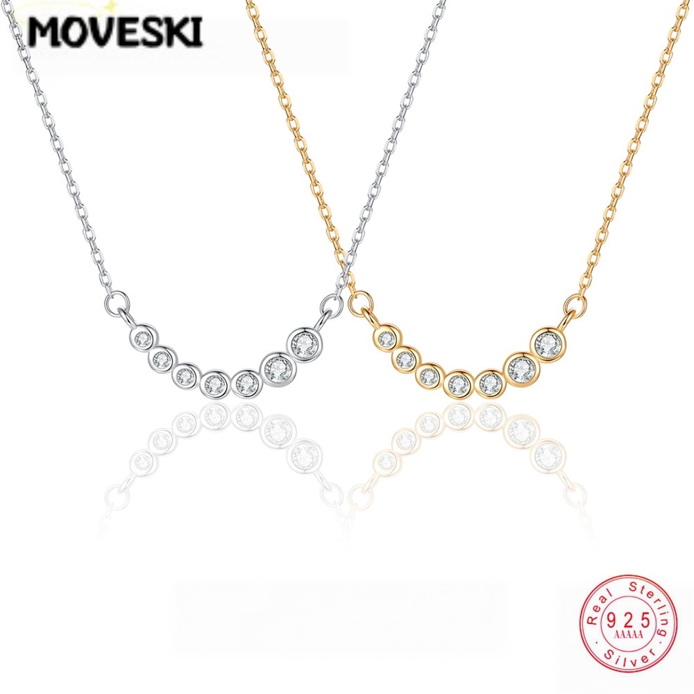 Bezels Set Pendant - MOVESKI Bezel Set Yuvarlak Moissanite Gülümseme