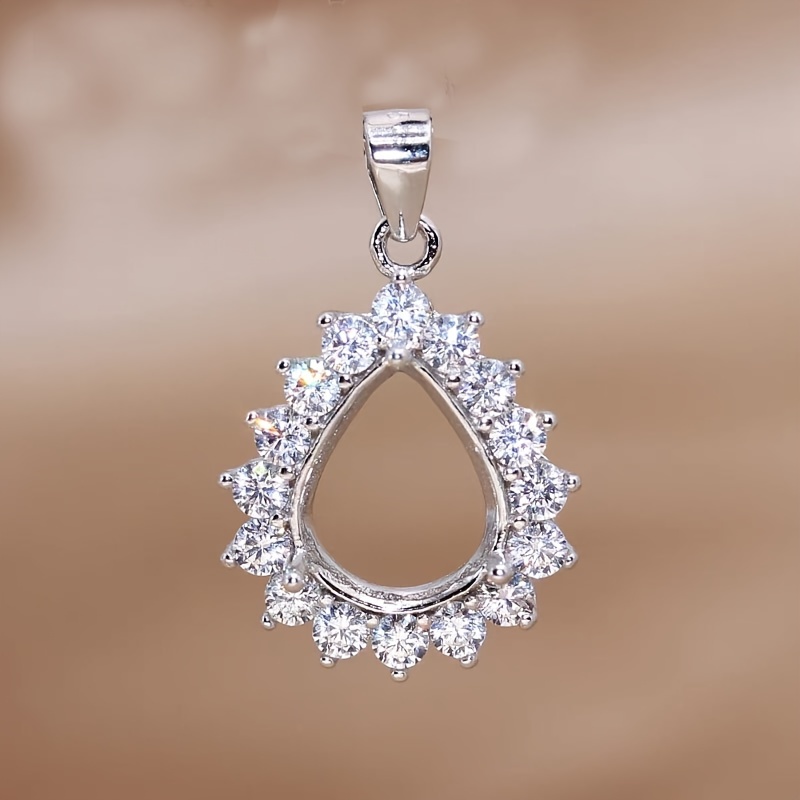 Bezels Set Pendant - 1 adet Gül Altın Simli Gözyaşı
