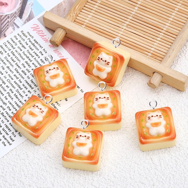 Resin Crafts Diy - 10 adet Kawaii Kedi Tost Ekmeği
