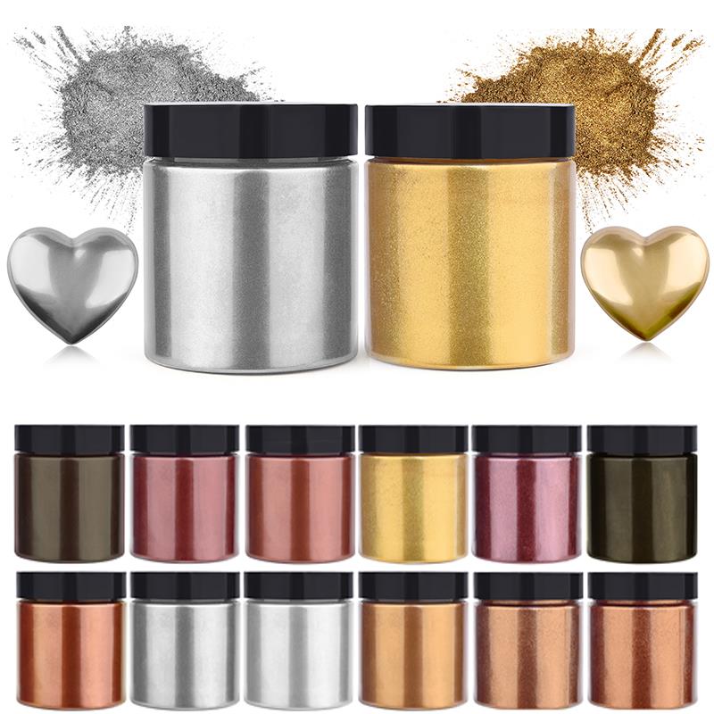 Resin Pigment Set - 50g pırıltılı metalik altın gümüş renk