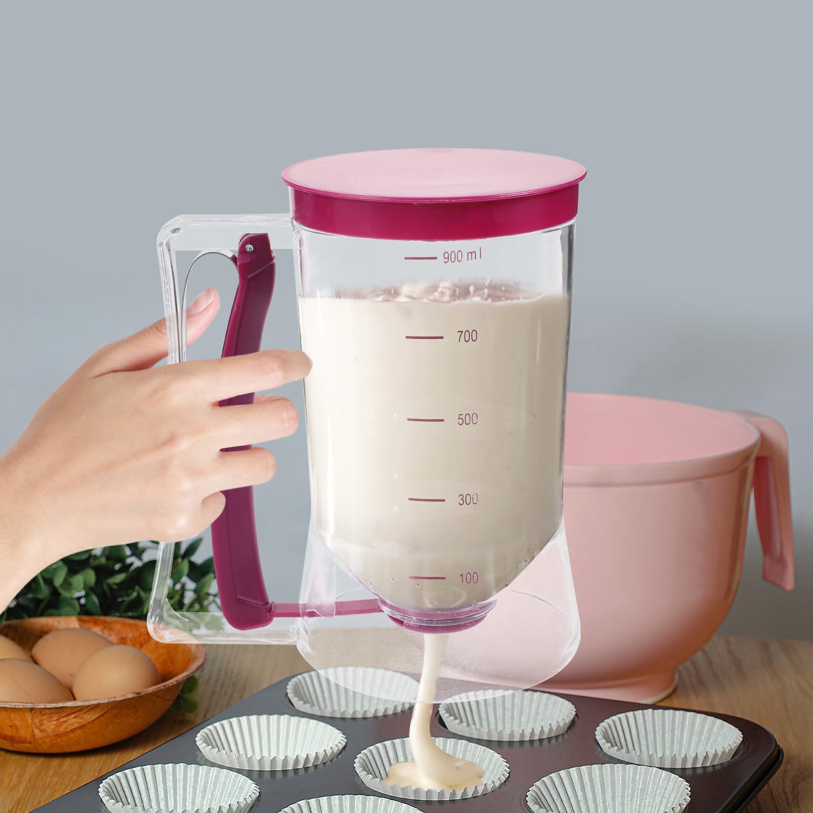 Mixing Cup Silicone - 900 ml Hamur Dağıtıcı, Ölçü Etiketli
