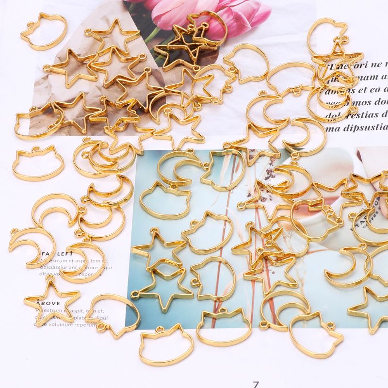 Bezels Set Pendant - 90 parça Mini geometrik çerçeve kolye