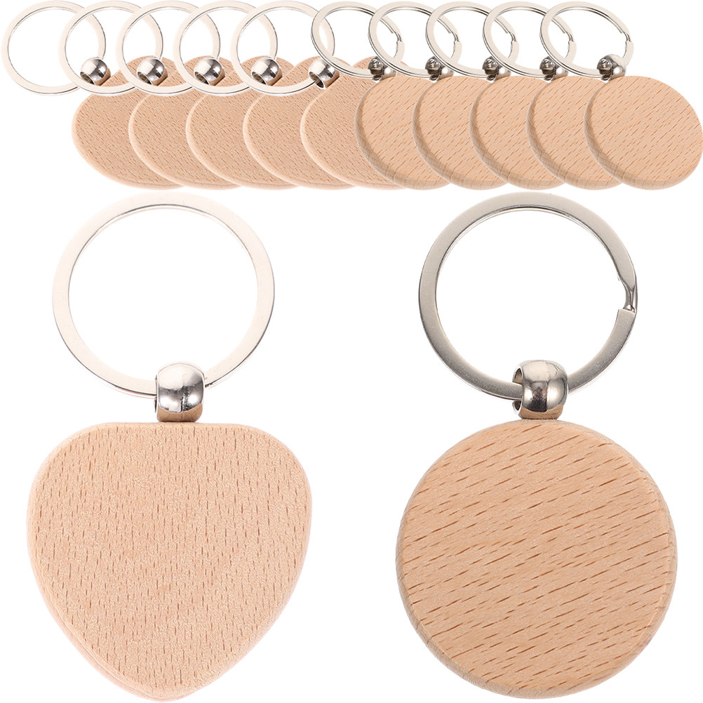 Wood Ring Blank - 12 Adet Ahşap Anahtarlık Ham Maddesi,