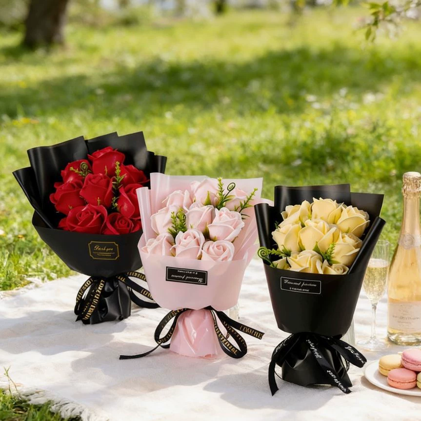 9 kafalı sabun çiçek gül buket - Dried Flower Bulk incelemesi ve fiyatı